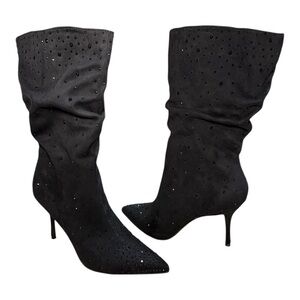 Thalia Sodi Raquell Black Studded Slouch Boots Size 9M